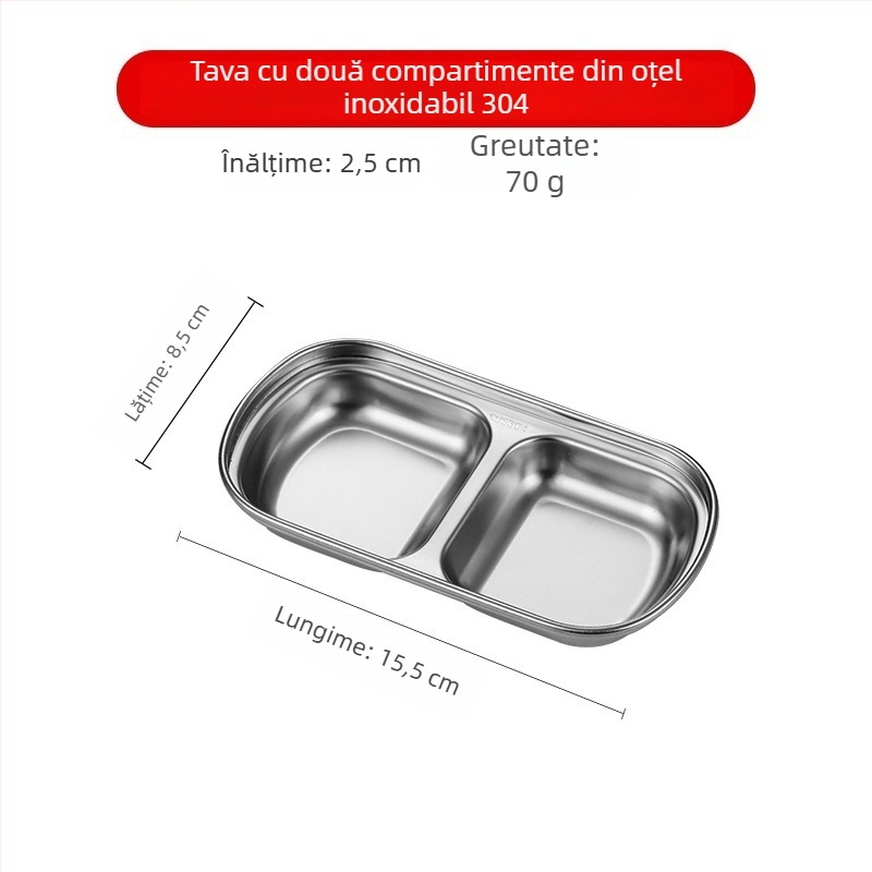 Vas din oțel inoxidabil 304 pentru sosuri de hot pot și dips, design cu două și trei panouri, formă neregulată, finisaj electroplating, personalizare disponibilă
