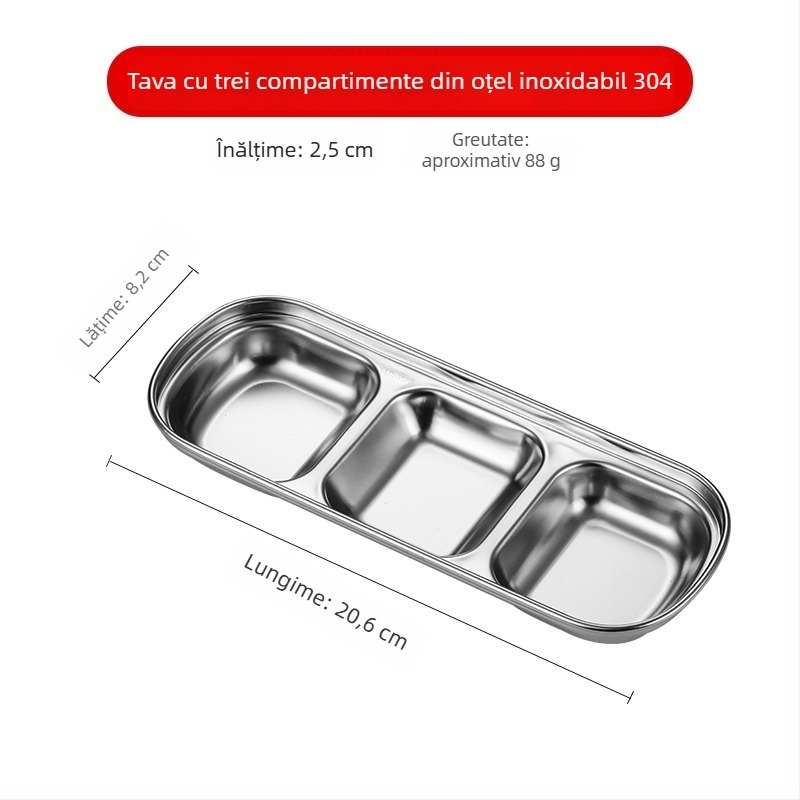 Vas din oțel inoxidabil 304 pentru sosuri de hot pot și dips, design cu două și trei panouri, formă neregulată, finisaj electroplating, personalizare disponibilă