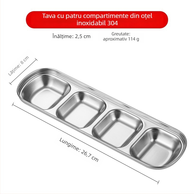 Vas din oțel inoxidabil 304 pentru sosuri de hot pot și dips, design cu două și trei panouri, formă neregulată, finisaj electroplating, personalizare disponibilă