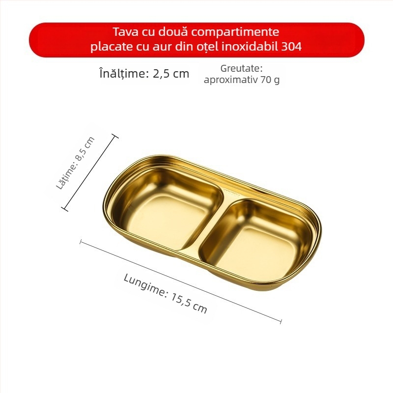 Vas din oțel inoxidabil 304 pentru sosuri de hot pot și dips, design cu două și trei panouri, formă neregulată, finisaj electroplating, personalizare disponibilă