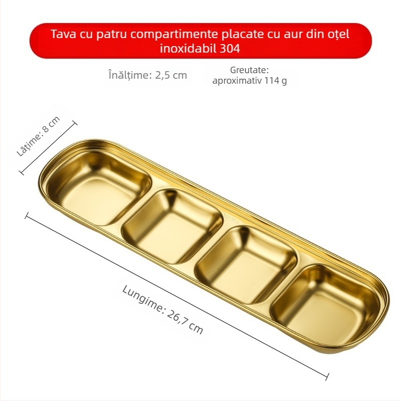 Vas din oțel inoxidabil 304 pentru sosuri de hot pot și dips, design cu două și trei panouri, formă neregulată, finisaj electroplating, personalizare disponibilă