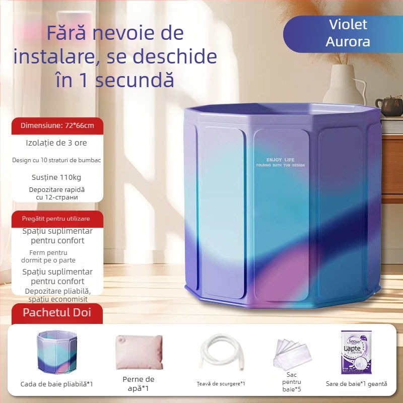 Cadă de baie pliabilă pentru adulți — din tarpaulin, design pliabil, cadă pentru corpul întreg (Material: tarpaulin; Stil: pliabil; Potrivit pentru: adulți)