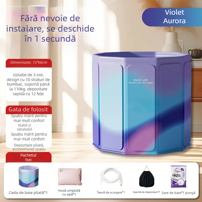 Cadă de baie pliabilă pentru adulți — din tarpaulin, design pliabil, cadă pentru corpul întreg (Material: tarpaulin; Stil: pliabil; Potrivit pentru: adulți)