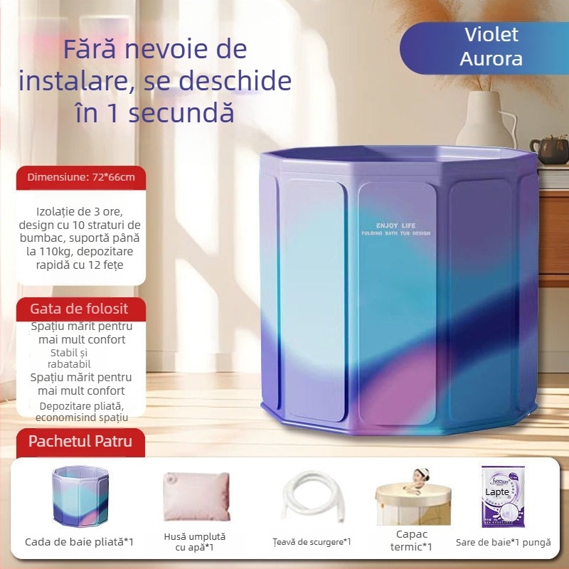 Cadă de baie pliabilă pentru adulți — din tarpaulin, design pliabil, cadă pentru corpul întreg (Material: tarpaulin; Stil: pliabil; Potrivit pentru: adulți)