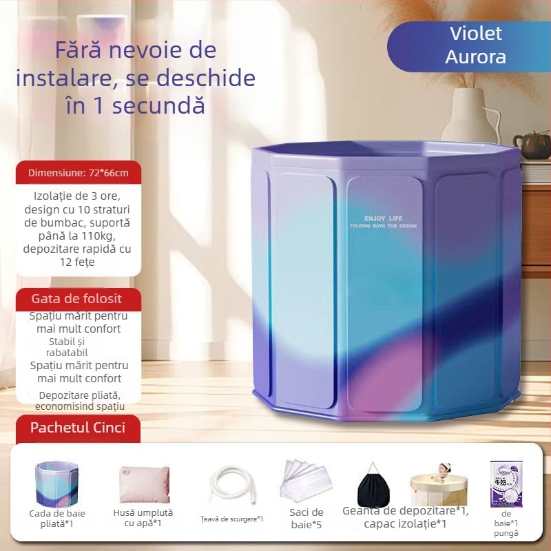 Cadă de baie pliabilă pentru adulți — din tarpaulin, design pliabil, cadă pentru corpul întreg (Material: tarpaulin; Stil: pliabil; Potrivit pentru: adulți)