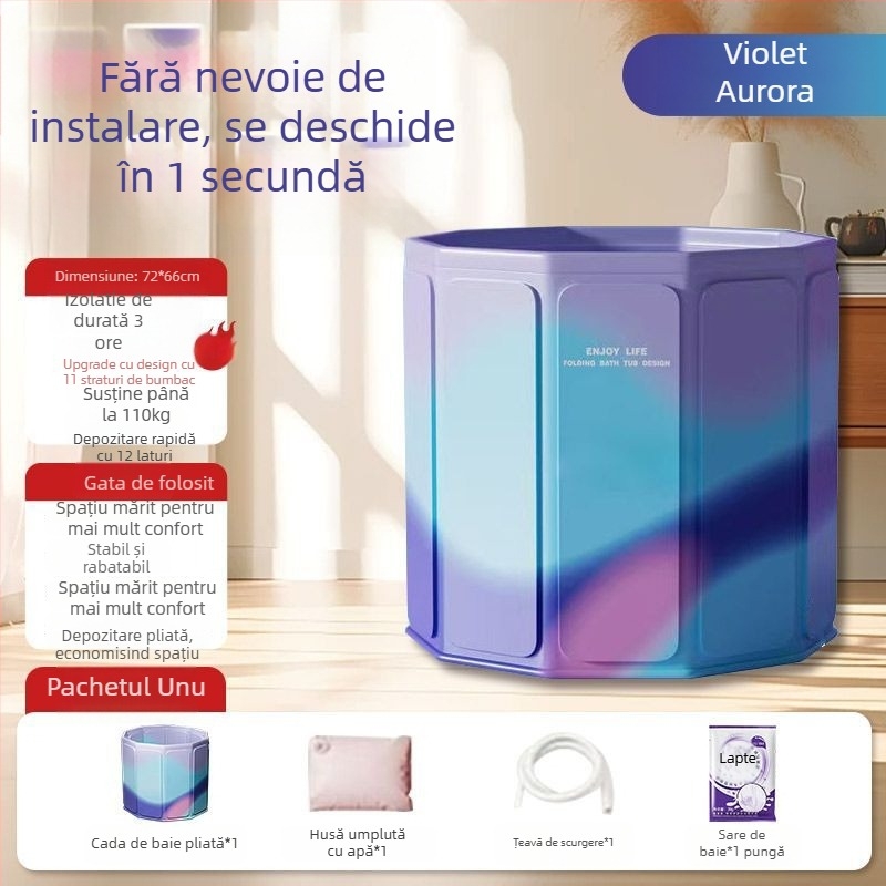 Cadă de baie pliabilă pentru adulți — din tarpaulin, design pliabil, cadă pentru corpul întreg (Material: tarpaulin; Stil: pliabil; Potrivit pentru: adulți)