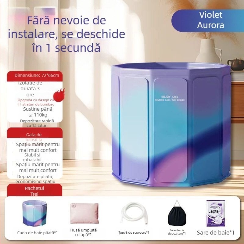 Cadă de baie pliabilă pentru adulți — din tarpaulin, design pliabil, cadă pentru corpul întreg (Material: tarpaulin; Stil: pliabil; Potrivit pentru: adulți)