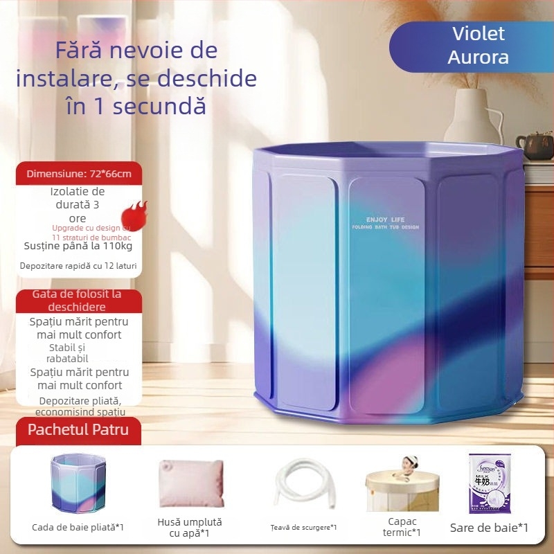 Cadă de baie pliabilă pentru adulți — din tarpaulin, design pliabil, cadă pentru corpul întreg (Material: tarpaulin; Stil: pliabil; Potrivit pentru: adulți)