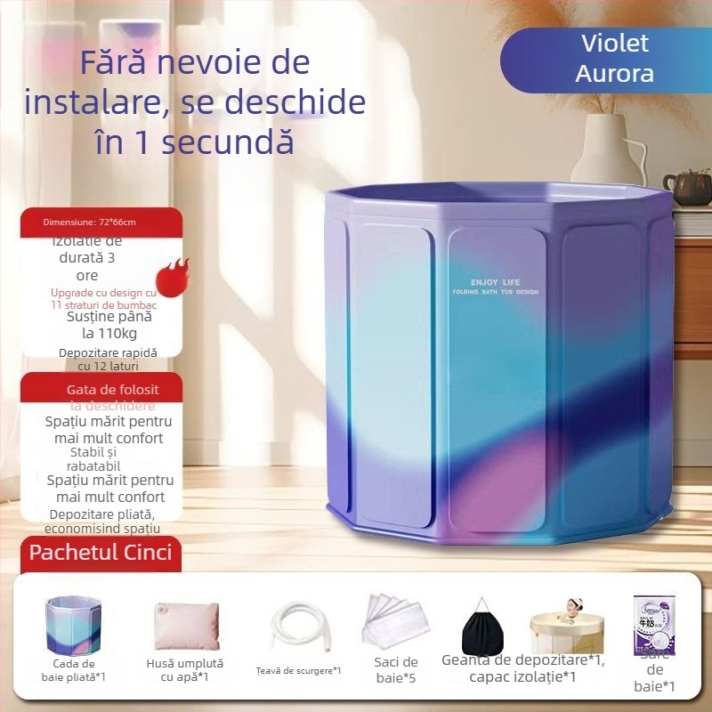 Cadă de baie pliabilă pentru adulți — din tarpaulin, design pliabil, cadă pentru corpul întreg (Material: tarpaulin; Stil: pliabil; Potrivit pentru: adulți)