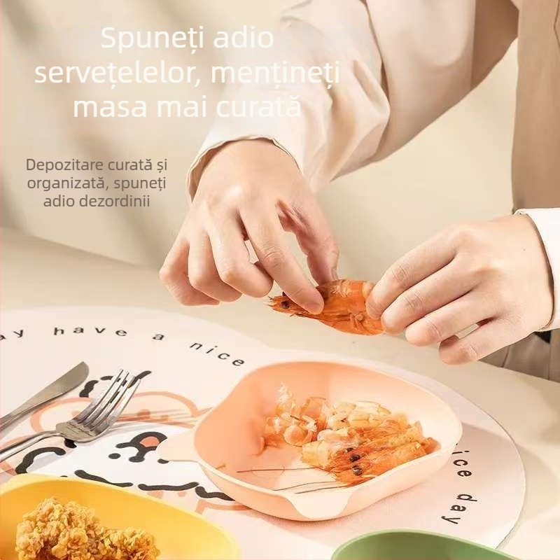 Farfurie din plastic cu motiv desen animat – stil minimalist, formă neregulată, farfurie de servire pentru gustări, fructe și prăjituri