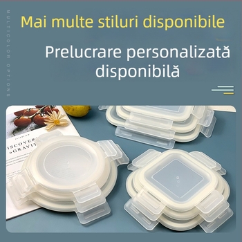 Capac Wing Lift pentru cutie de prânz din sticlă – compatibil cu forme rotunde, pătrate sau dreptunghiulare; închidere cu patru cleme; plastic alimentar