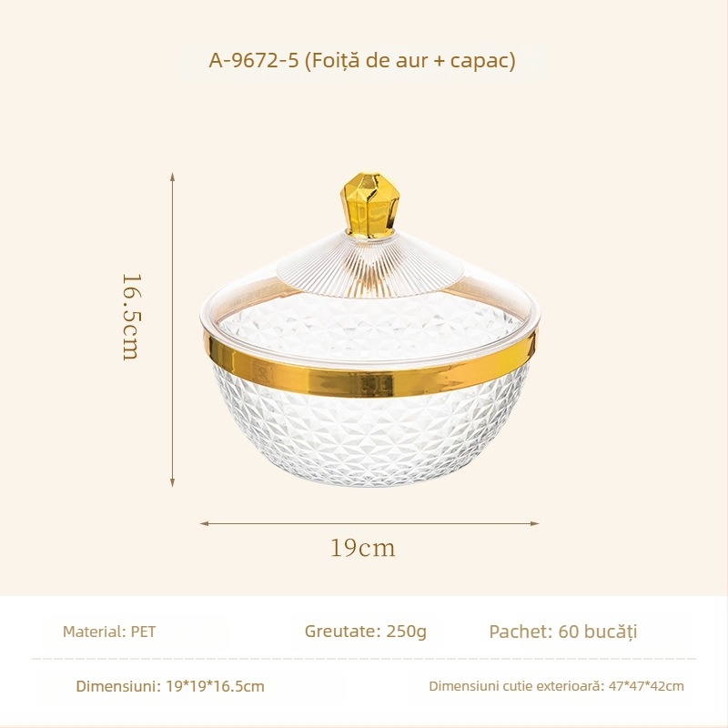 Tavă de fructe cu capac și picioare, din plastic, tavă de drenaj pentru sufragerie, stil clasic light-luxury retro, premium