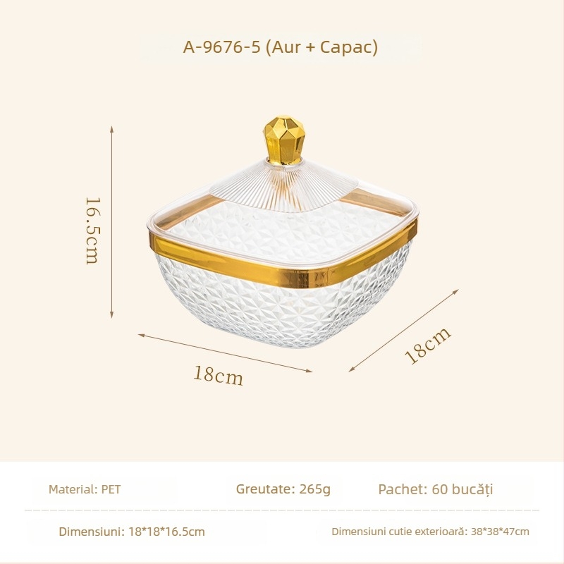 Tavă de fructe cu capac și picioare, din plastic, tavă de drenaj pentru sufragerie, stil clasic light-luxury retro, premium