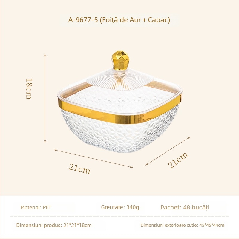 Tavă de fructe cu capac și picioare, din plastic, tavă de drenaj pentru sufragerie, stil clasic light-luxury retro, premium