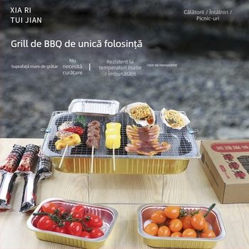 Set de grătar din folie de aluminiu, de unică folosință - pentru exterior, portabil, Gold Profit, Origine Zhejiang, Nu este compatibil cu microundele