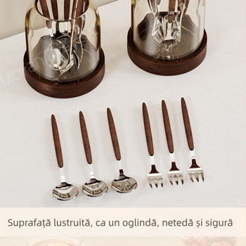 Set de furculițe pentru fructe din lemn, stil simplu, lustruire oglindită, personalizabil