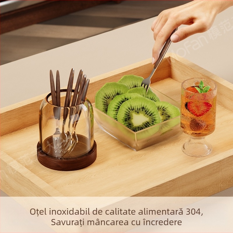 Set de furculițe pentru fructe din lemn, stil simplu, lustruire oglindită, personalizabil