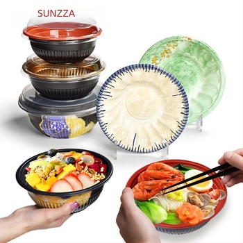 Sanze bol de unică folosință PP pentru bento japonez, rotund, din plastic, stil japonez, durată de viață 3 ani