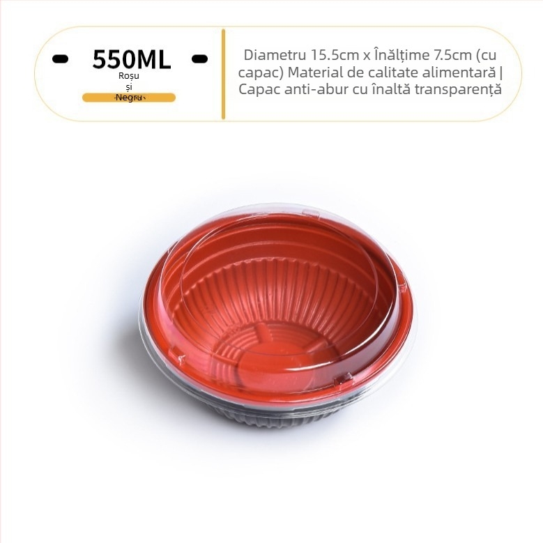 Sanze bol de unică folosință PP pentru bento japonez, rotund, din plastic, stil japonez, durată de viață 3 ani