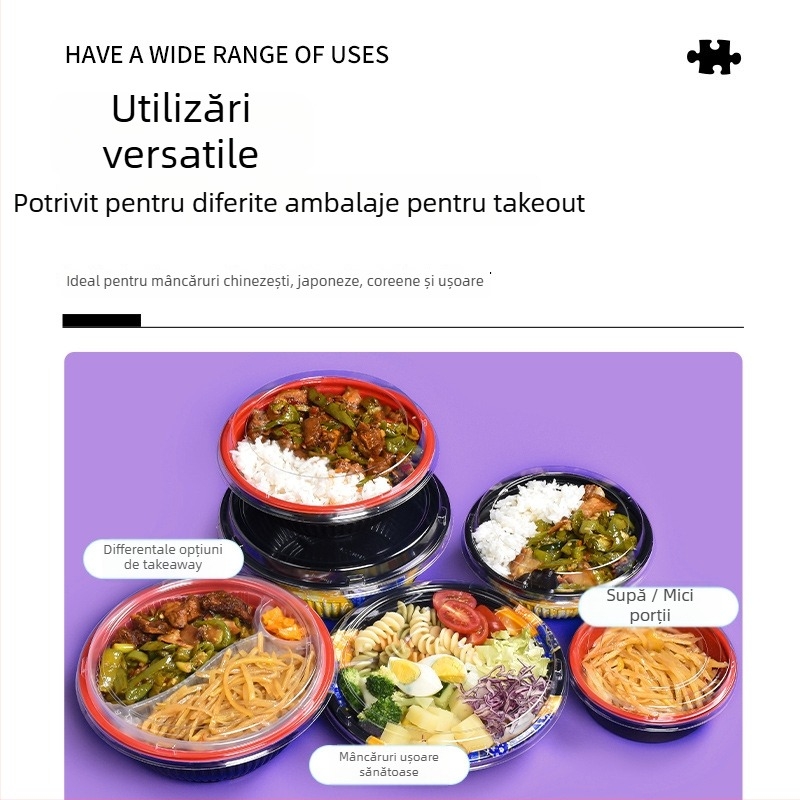 Sanze bol de unică folosință PP pentru bento japonez, rotund, din plastic, stil japonez, durată de viață 3 ani