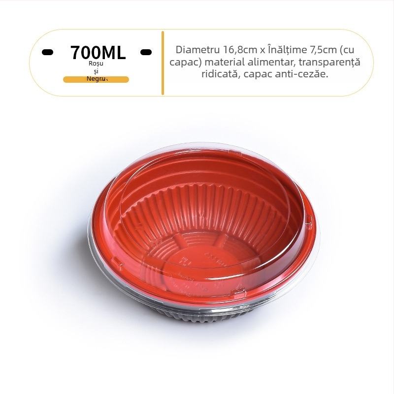 Sanze bol de unică folosință PP pentru bento japonez, rotund, din plastic, stil japonez, durată de viață 3 ani