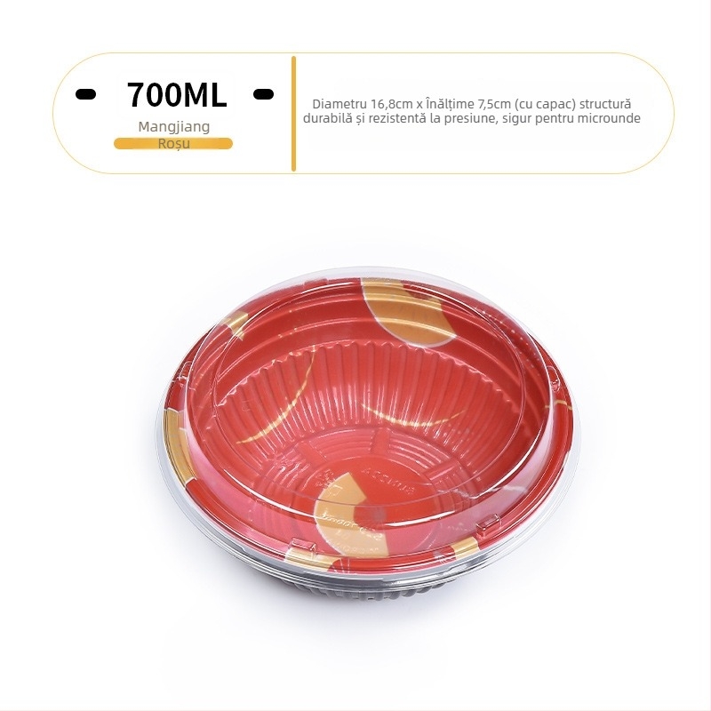 Sanze bol de unică folosință PP pentru bento japonez, rotund, din plastic, stil japonez, durată de viață 3 ani