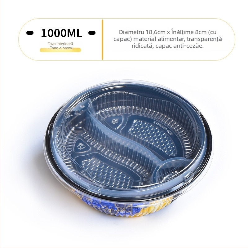 Sanze bol de unică folosință PP pentru bento japonez, rotund, din plastic, stil japonez, durată de viață 3 ani