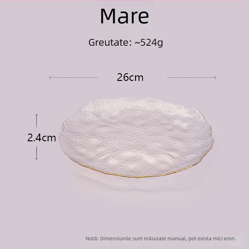 Set farfurii din sticlă pentru cină, stil japonez, formă neregulată, suprafață pictată manual, sticlă rezistentă la căldură