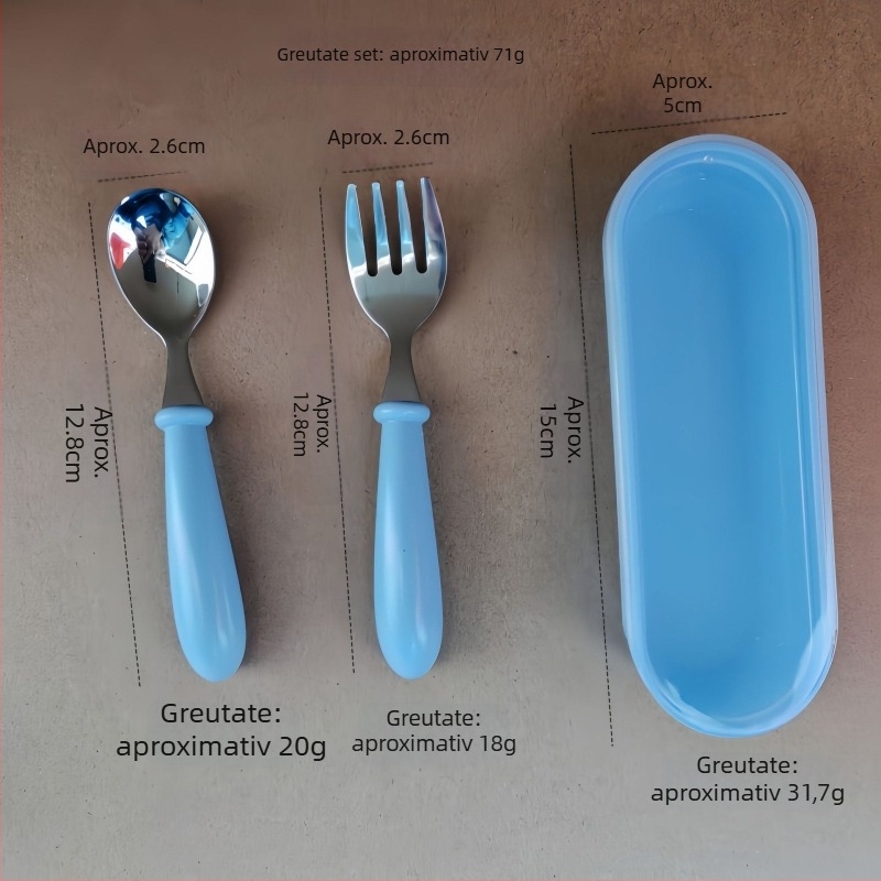 Set de tacâmuri pentru copii din oțel inoxidabil 304 cu mânere din ABS, finisaj oglindă, lucrat manual, imprimare logo disponibil