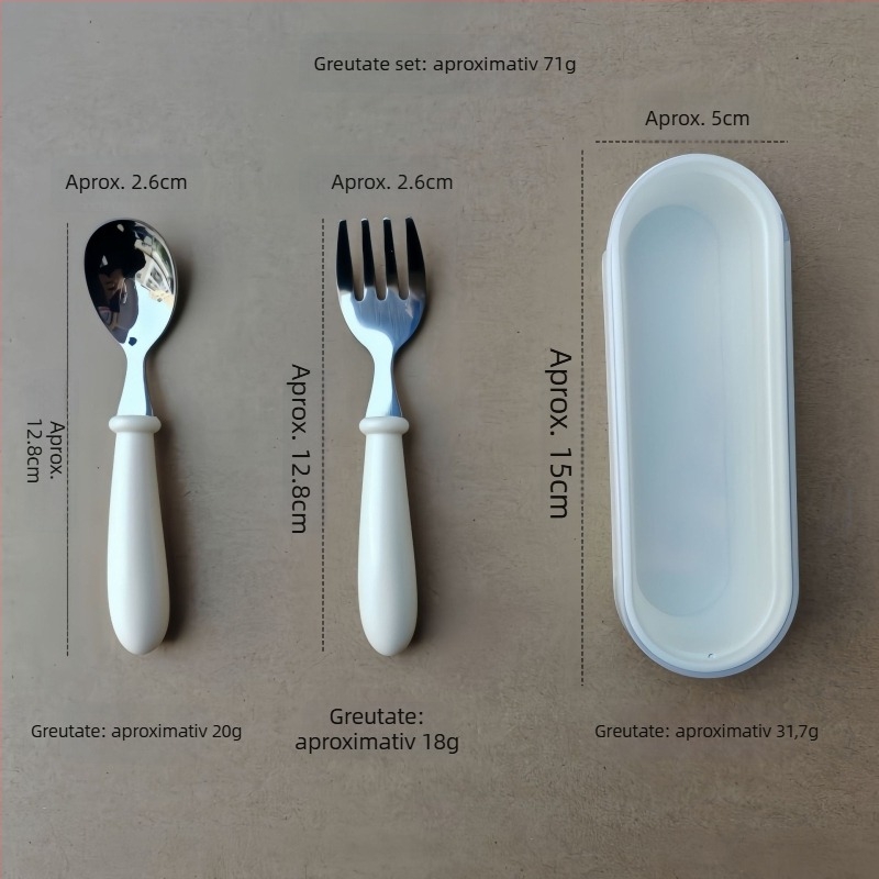 Set de tacâmuri pentru copii din oțel inoxidabil 304 cu mânere din ABS, finisaj oglindă, lucrat manual, imprimare logo disponibil