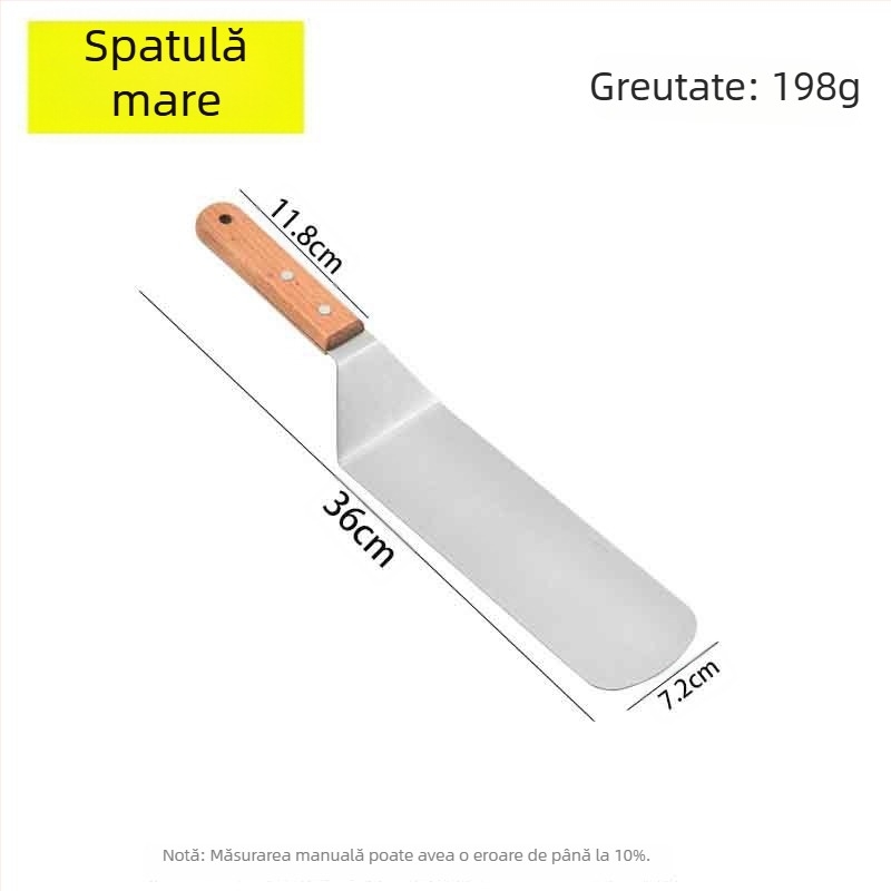 Spatulă din oțel inoxidabil cu mâner din lemn – set spatule pentru gătit teppanyaki/grill, One mind, lansare primăvara 2017, stil modern și simplu