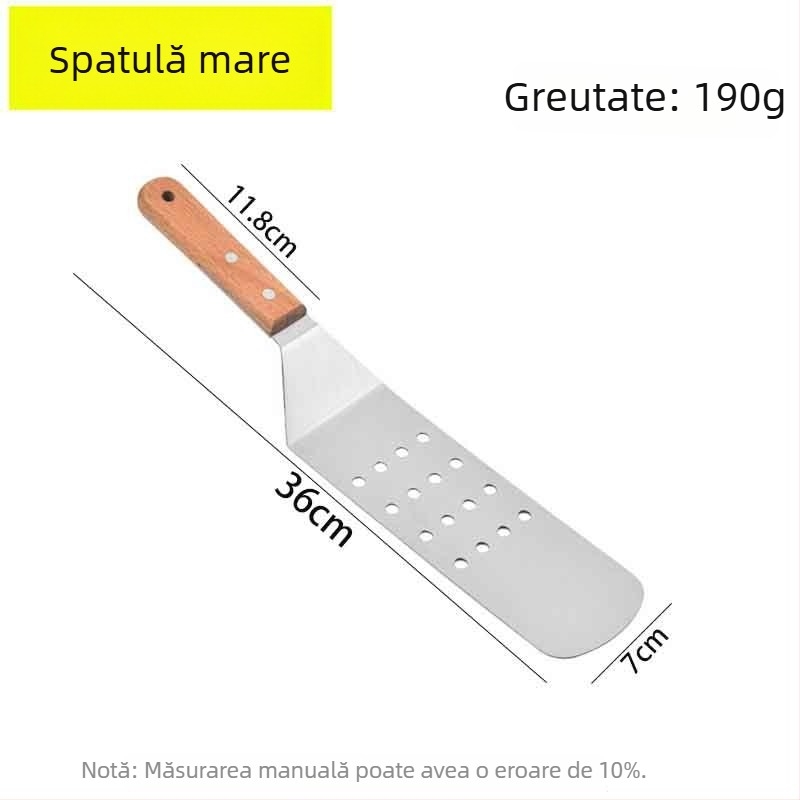 Spatulă din oțel inoxidabil cu mâner din lemn – set spatule pentru gătit teppanyaki/grill, One mind, lansare primăvara 2017, stil modern și simplu
