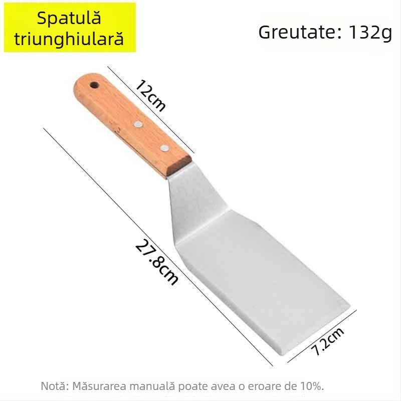 Spatulă din oțel inoxidabil cu mâner din lemn – set spatule pentru gătit teppanyaki/grill, One mind, lansare primăvara 2017, stil modern și simplu