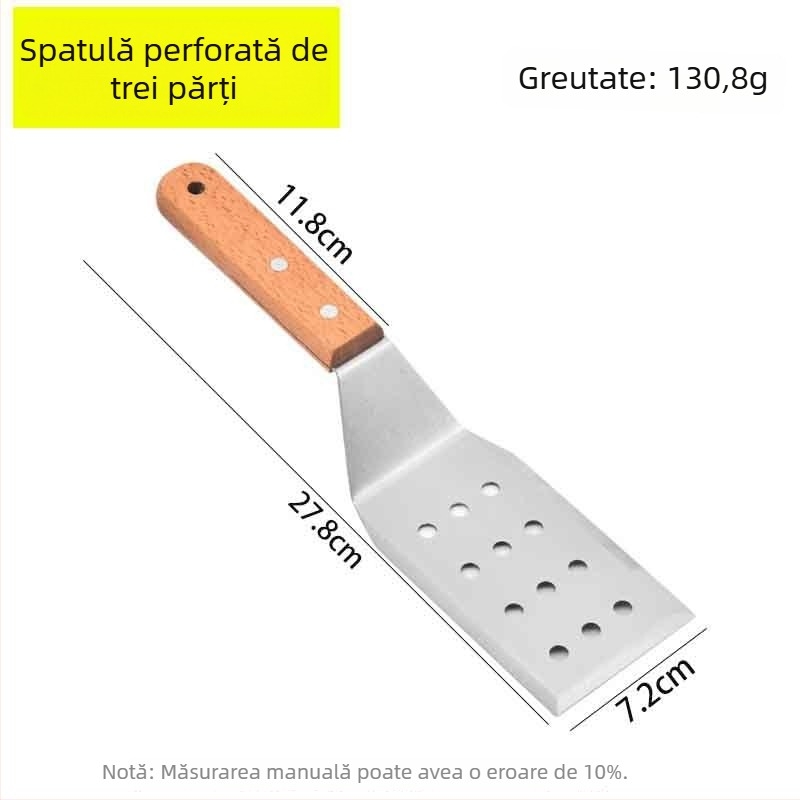 Spatulă din oțel inoxidabil cu mâner din lemn – set spatule pentru gătit teppanyaki/grill, One mind, lansare primăvara 2017, stil modern și simplu