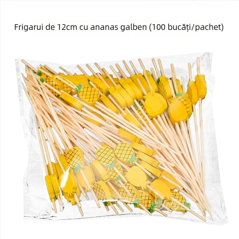 Bețișoare de fructe din bambus, de unică folosință, 100 bucăți, stil modern minimalist, șlefuit cu apă, calitate premium