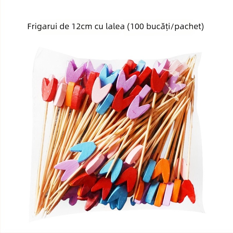 Bețișoare de fructe din bambus, de unică folosință, 100 bucăți, stil modern minimalist, șlefuit cu apă, calitate premium