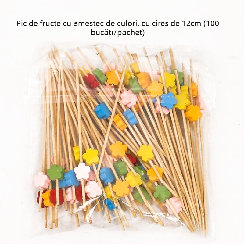 Bețișoare de fructe din bambus, de unică folosință, 100 bucăți, stil modern minimalist, șlefuit cu apă, calitate premium