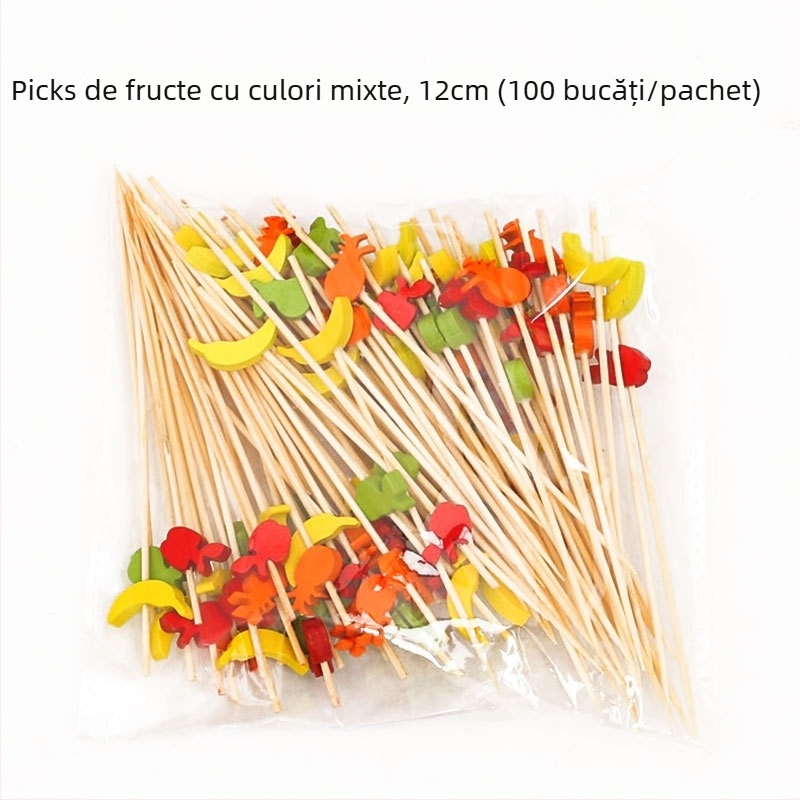 Bețișoare de fructe din bambus, de unică folosință, 100 bucăți, stil modern minimalist, șlefuit cu apă, calitate premium