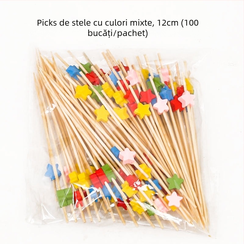 Bețișoare de fructe din bambus, de unică folosință, 100 bucăți, stil modern minimalist, șlefuit cu apă, calitate premium