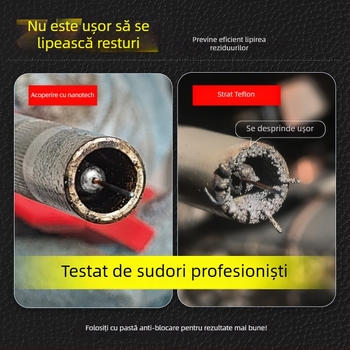 MIG sudură: vârf de contact electroplacat și duză din cupru 1.0/1.2 mm, acționare pneumatică, aer cald și radiație infraroșie