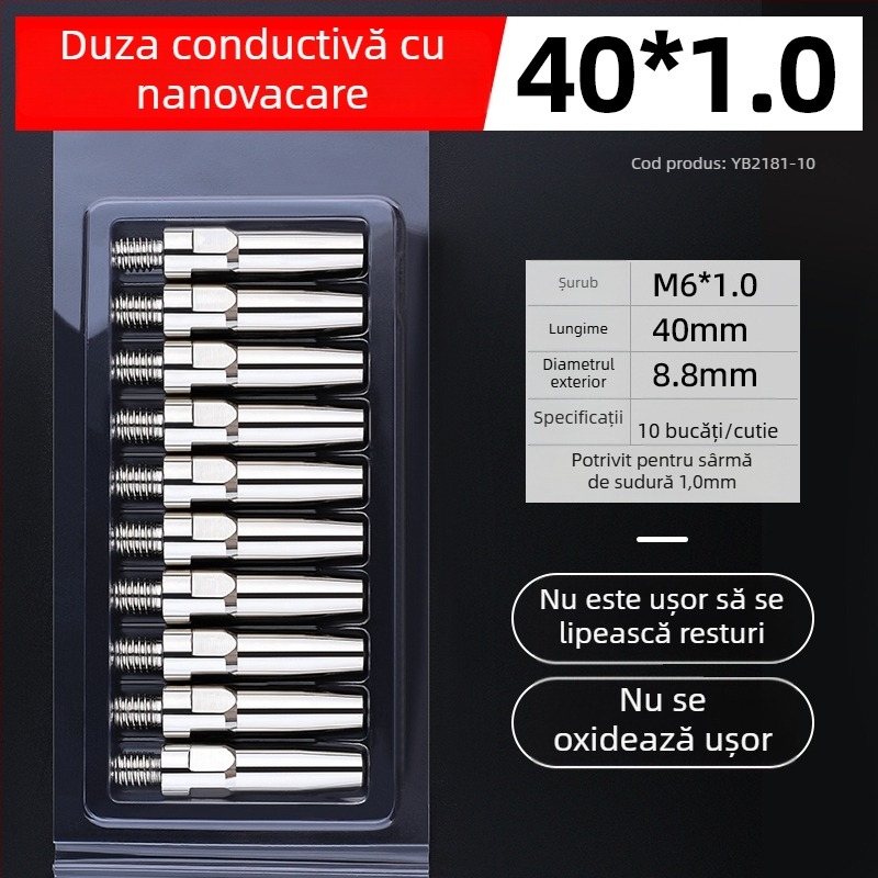MIG sudură: vârf de contact electroplacat și duză din cupru 1.0/1.2 mm, acționare pneumatică, aer cald și radiație infraroșie