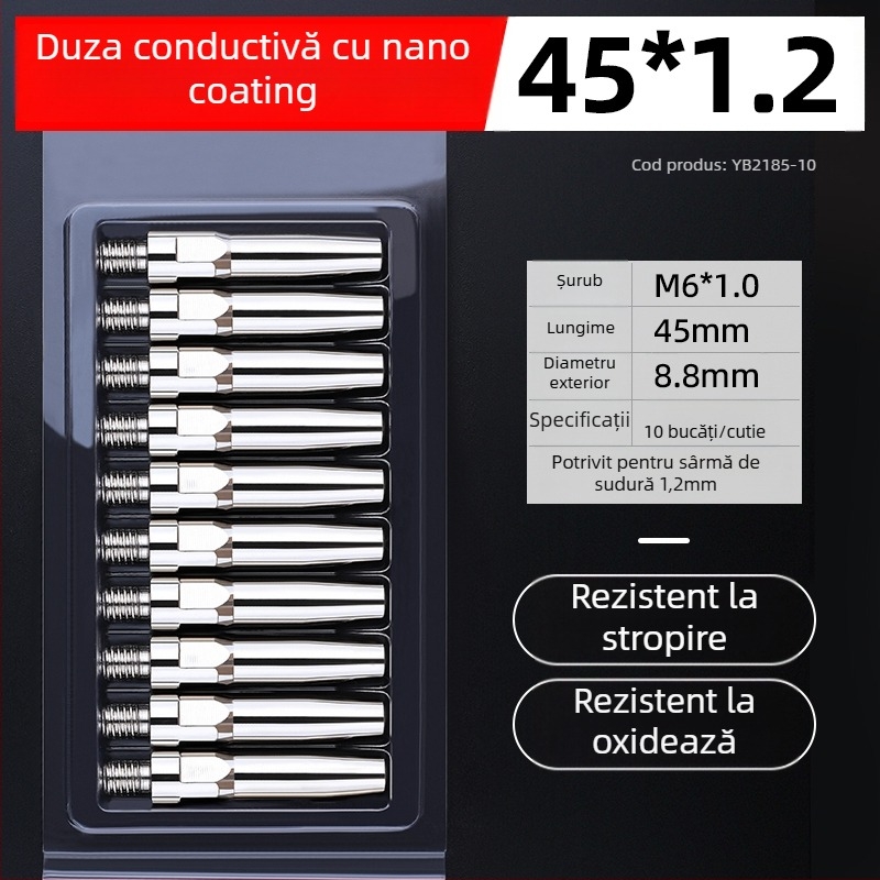 MIG sudură: vârf de contact electroplacat și duză din cupru 1.0/1.2 mm, acționare pneumatică, aer cald și radiație infraroșie