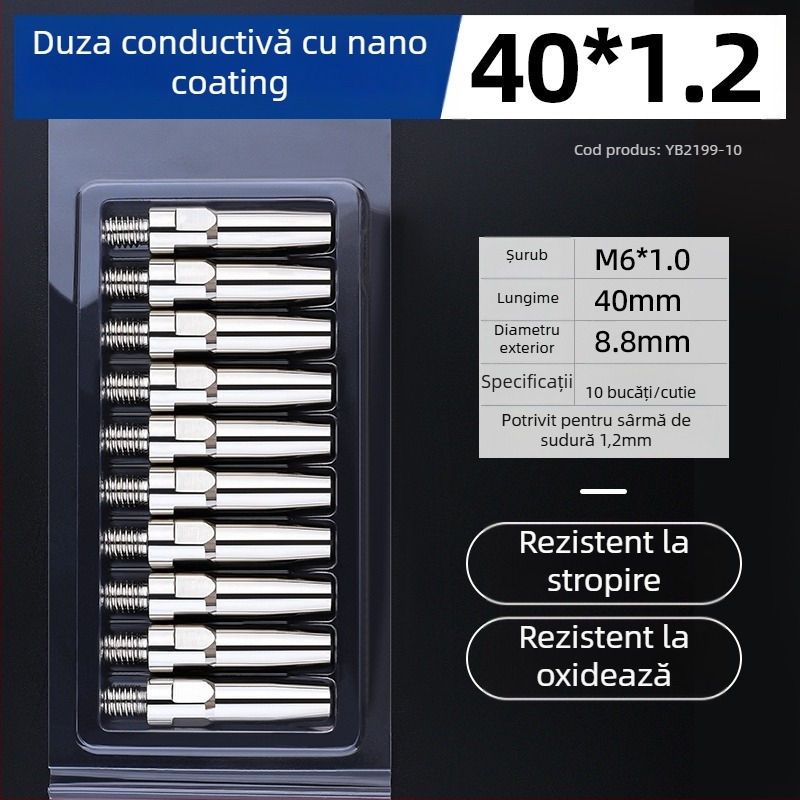 MIG sudură: vârf de contact electroplacat și duză din cupru 1.0/1.2 mm, acționare pneumatică, aer cald și radiație infraroșie