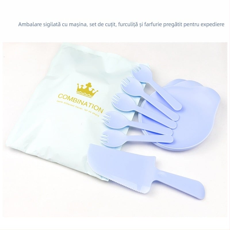 Set de farfurii pentru tort, veselă plastică de unică folosință cu design de picături de apă, imprimare logo, personalizare disponibilă, pachet 100