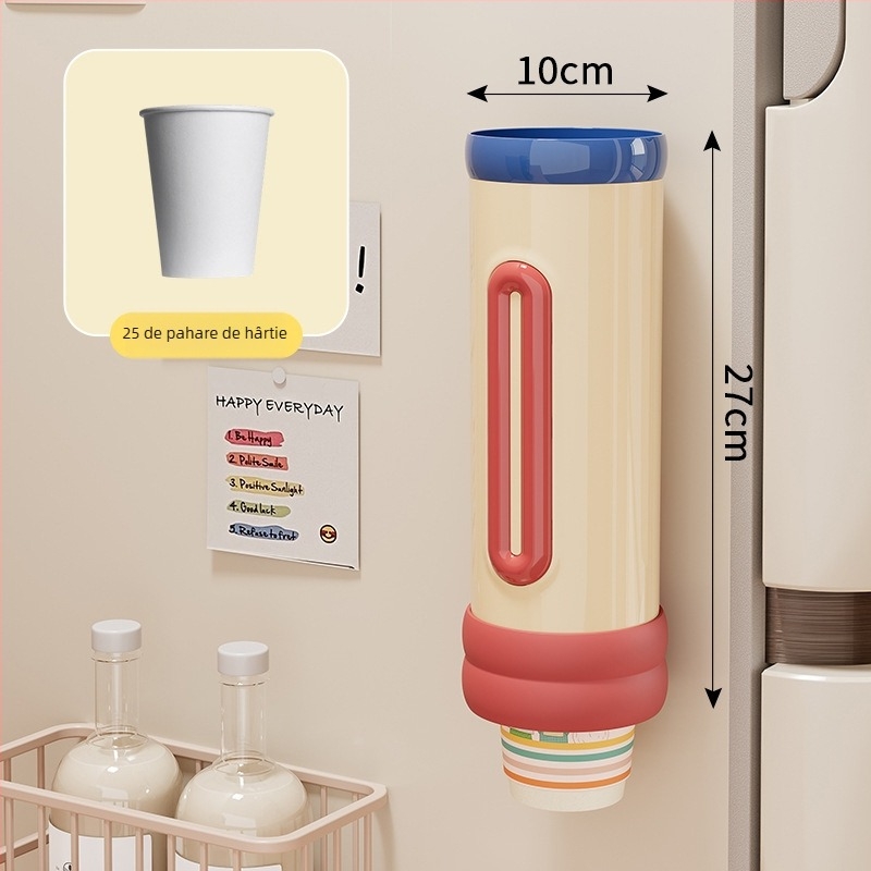 Suport montat pe perete pentru pahare de unică folosință, din plastic, stil proaspăt și drăguț, greutate 250 g, fără găuri