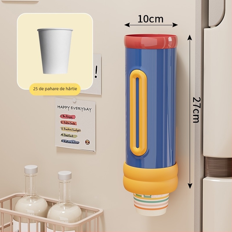 Suport montat pe perete pentru pahare de unică folosință, din plastic, stil proaspăt și drăguț, greutate 250 g, fără găuri