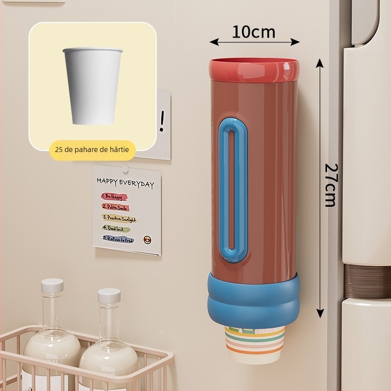 Suport montat pe perete pentru pahare de unică folosință, din plastic, stil proaspăt și drăguț, greutate 250 g, fără găuri