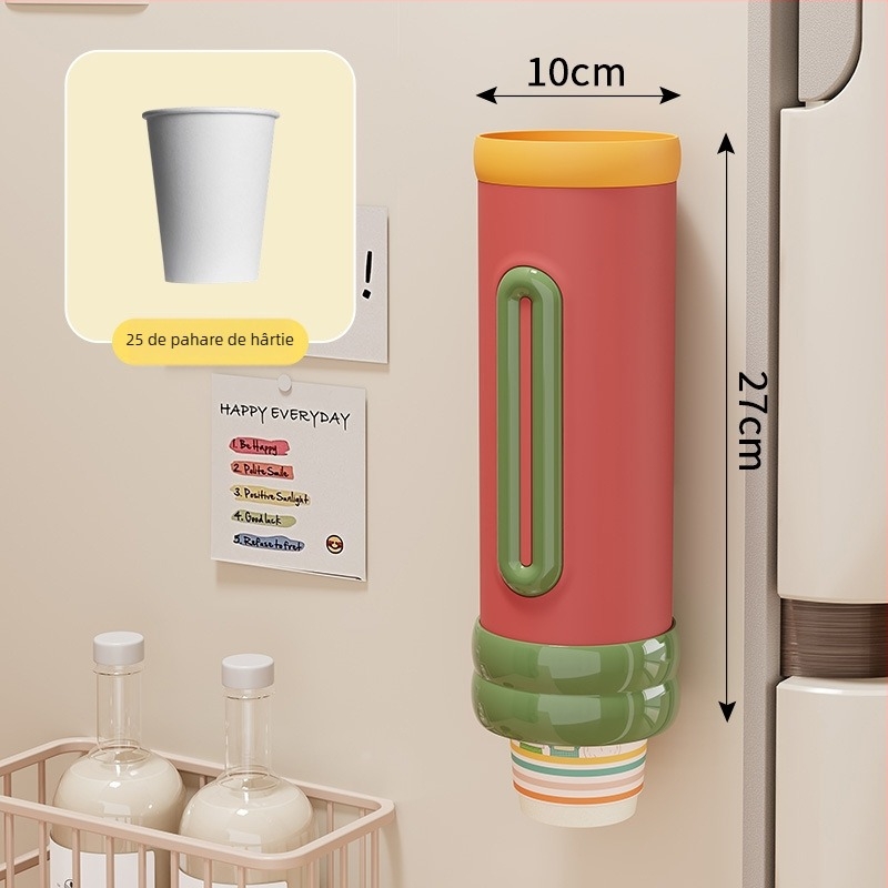 Suport montat pe perete pentru pahare de unică folosință, din plastic, stil proaspăt și drăguț, greutate 250 g, fără găuri