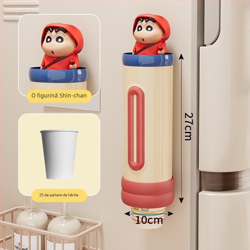 Suport montat pe perete pentru pahare de unică folosință, din plastic, stil proaspăt și drăguț, greutate 250 g, fără găuri