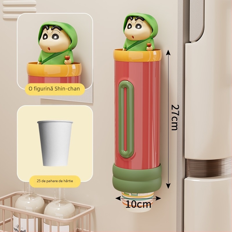 Suport montat pe perete pentru pahare de unică folosință, din plastic, stil proaspăt și drăguț, greutate 250 g, fără găuri